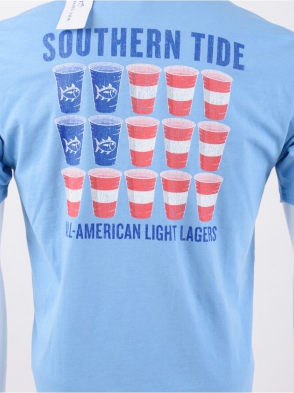 Southern Tide Light Blue Graphic Tee all American lager! L